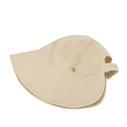 WHITE SANDS MOJA Linen Blend Victorian Bonnet Hat Sun Cap, Foldable Summer Visor | NEW Katy - color: Beige