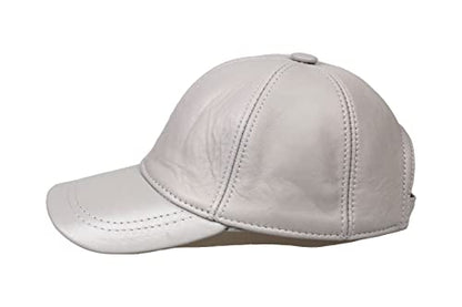 Genuine Leather Unisex Baseball Cap - color: Gray