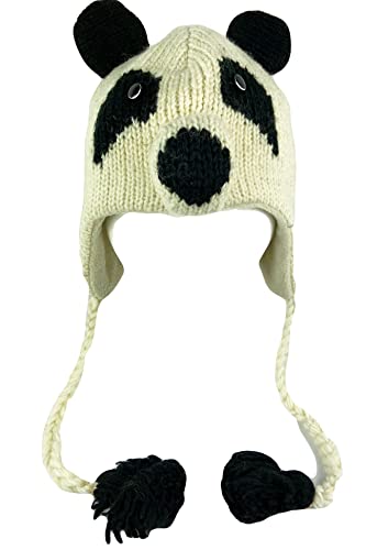 Agan Traders Animal Hat Cap Wool Fleece Lined Trapper Beanie Multi-Functional Set Girls Boys Adult - color: Panda