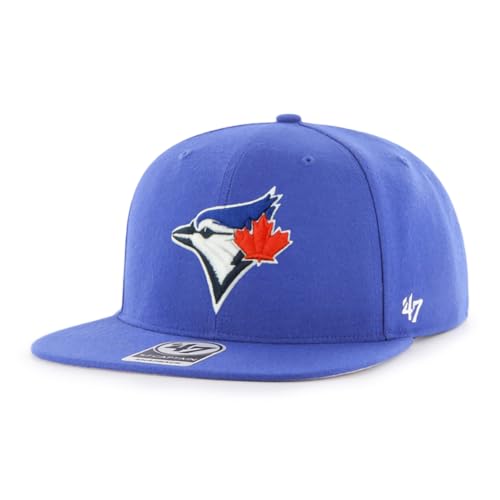 47 MLB Sure Shot Captain Hat Adjustable Structured 6-Panel Snapback Hat Cap, Adult One Size Fits All - color: Toronto Blue Jays