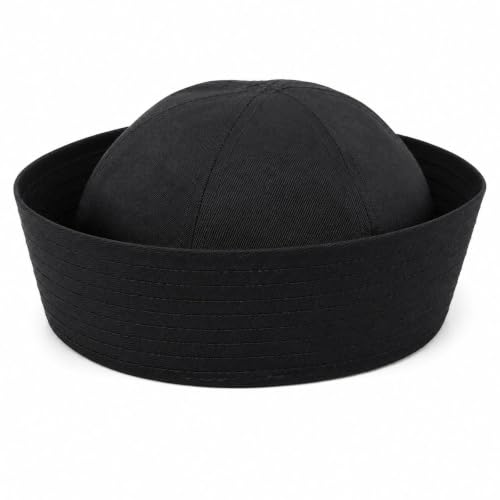 LOGOFUN Adjustable Captain Sailor Hat for Costume Parties, Black