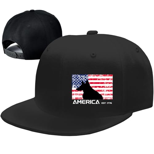 Skull Hat Snapback Hats for Men Flat Bill Hats for Men Fitted Hat Adjustable Black Baseball Hats - color: National Flag Dog
