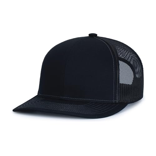 Pacific Headwear Contrast Stitch Trucker Snapback - color: Black/Graphite