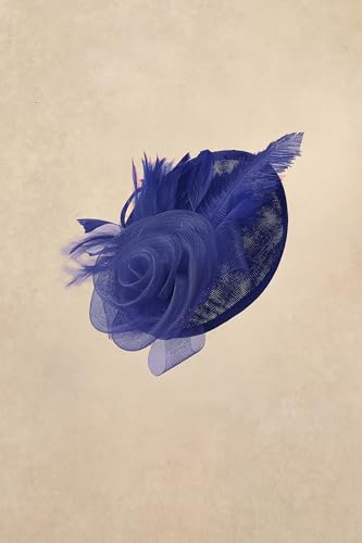 BABEYOND Fascinators Hats for Women Tea Party Mesh Flower Pillbox Derby Hat - color: Navy Blue