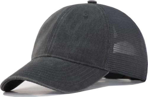 Comfy Soft Vintage Washed Trucker Baseball Cap - Women Men Unstructured Dad Hat | Snapback | Soft Crown | Soft Mesh - color: Darkgrey, size: One Size