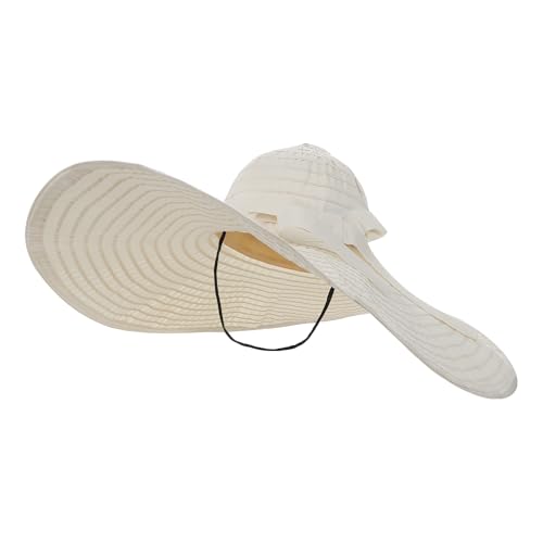 Women's Super Wide Brim Sun Hat - Extra Large Floppy Beach Bucket Hat, Foldable Summer Sun Protection Outdoor Travel Cap - color: Beige