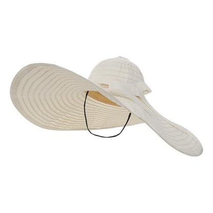 Women's Super Wide Brim Sun Hat - Extra Large Floppy Beach Bucket Hat, Foldable Summer Sun Protection Outdoor Travel Cap - color: Beige
