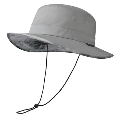 UPF 50+ Foldable Sun Hat Patterned Under Brim Bucket Hats for Summer Hiking Fishing Beach Safari Men Women - color: Light Grey, size: Medium