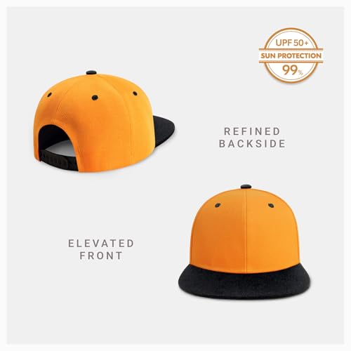CHOK.LIDS Classic Snapback Flat Bill Hat Blank Adjustable Baseball Cap - color: Gold/Black
