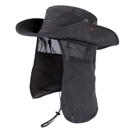 Comhats Sun Hat with Neck Flap for Men, UPF 50+ Wide Brim Cooling Oversized - color: Aa96561_dark Grey, size: Medium-Large