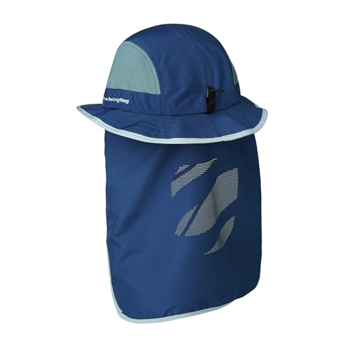 Croogo Surf Bucket Hat with Neck Protection Chin Strap Mesh Fishing Cap - color: Blue