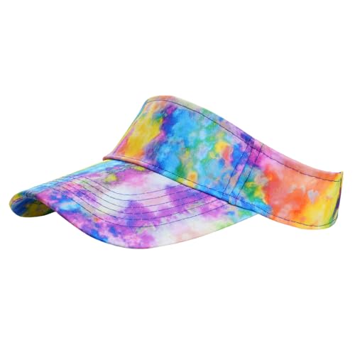 Marrywindix 1 Piece of Sport Wear Athletic Visor Sun Sports Visor Hat Visor Adjustable Cap for Women and Men - color: Tie Dye Multicolor