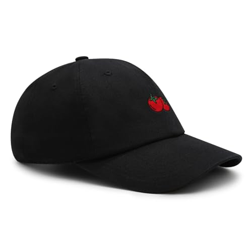 JPAK Two Tomatoes Premium Dad Hat Embroidered Cotton Baseball Cap Vegetables Embroidery - color: Black