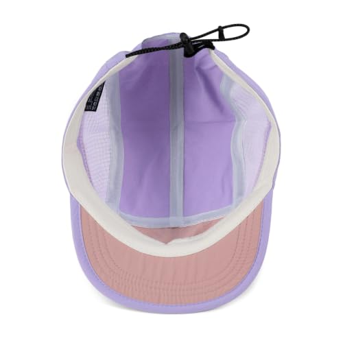 Croogo Short Brim 5 Panel Baseball Cap Mesh Quick Drying Sports Hat for Men - color: Lavender