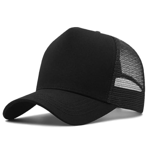 Oversize XXL Mesh Trucker Hat for Men Big Head High Crown Baseball Cap - color: Black