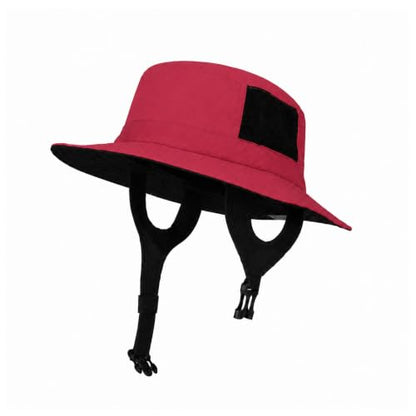 Surblue Surf Bucket Hat with Widened Chin Straps UPF 50+ Windproof Sun Hat Adjustable Packable Cap for Water Sports Surfing - color: Red