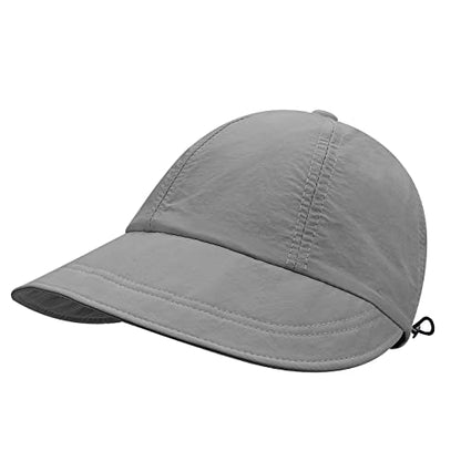 CLAPE Wide Brim Visor Hat Golf Visor Cap Packable Beach Hat Sun Protection Hat for Beach Garden Tennis Running Sunshade Hat - color: C-dwh01-gray