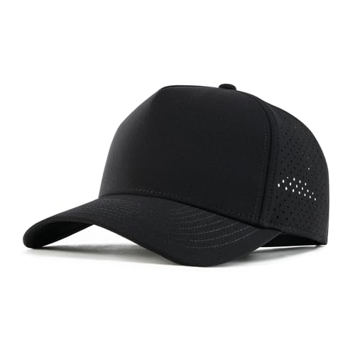 BOTVELA Men Adjustable Snapback Laser Cut Mesh Baseball Cap - color: Black