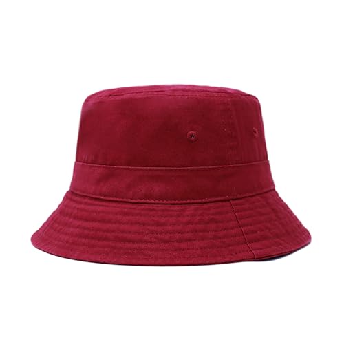 Hot Summer Bucket Hat - Trendy Cotton Sun Hat for Beach, Golf, Fishing - color: Burgundy.