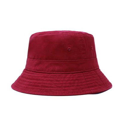 Hot Summer Bucket Hat - Trendy Cotton Sun Hat for Beach, Golf, Fishing - color: Burgundy.