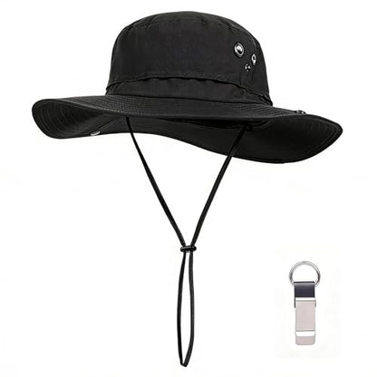 Plus Size XL XXL Sun Hats for Men Bucket Boonie UV Protection UPF50+ Waterproof Wide Brim Foldable Fishing Beach - color: Plc927black, size: Large-X-Large