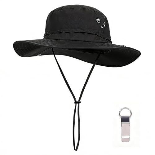 Plus Size XL XXL Sun Hats for Men Bucket Boonie UV Protection UPF50+ Waterproof Wide Brim Foldable Fishing Beach - color: Plc927black, size: X-Large-XX-Large