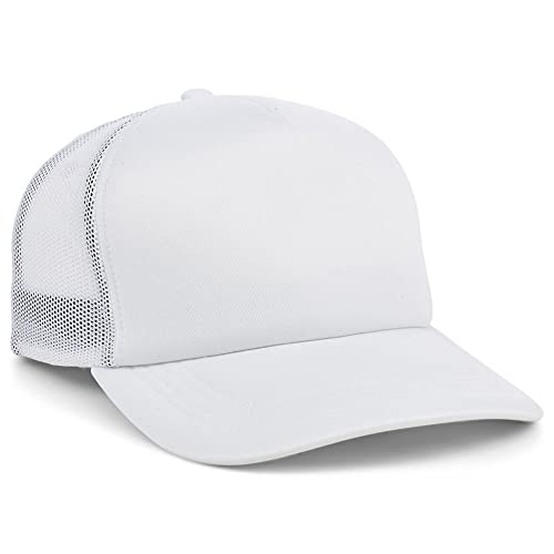 Lids Blank Basic Foam Trucker Adjustable Snapback Hat - color: White/White