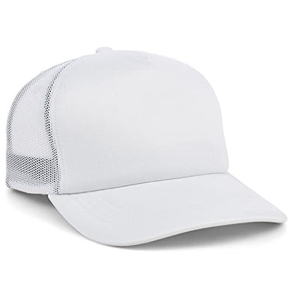 Lids Blank Basic Foam Trucker Adjustable Snapback Hat - color: White/White