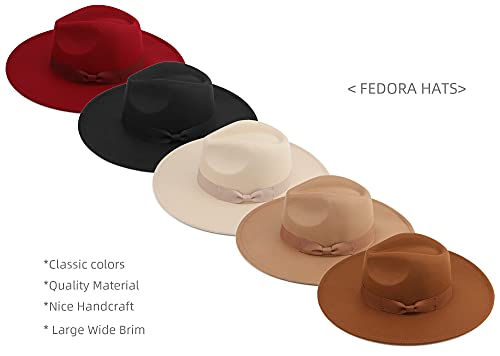 Pro Celia Big Wide Brim Women Fedora Hat - color: Wine Red
