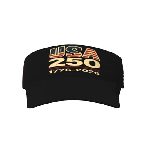 United States 250th Anniversary Hat USA Est 1776 America Patriotic Visor Cap Adjustable Sun Hat for Women Men Sports Beach - color: Black5