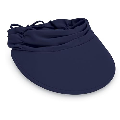 Wallaroo Hat Company Women's Aqua Sun Visor – UV Sun Protection, Water Friendly, Packable Design, Adjustable - color: Navy