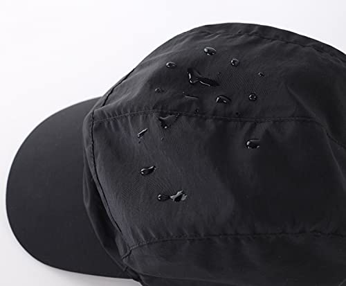 Home Prefer Waterproof Men's Winter Hats with Visor Warm Fleece Lined Baseball Cap Earflaps Trooper Trapper Hat for Men - color: Black
