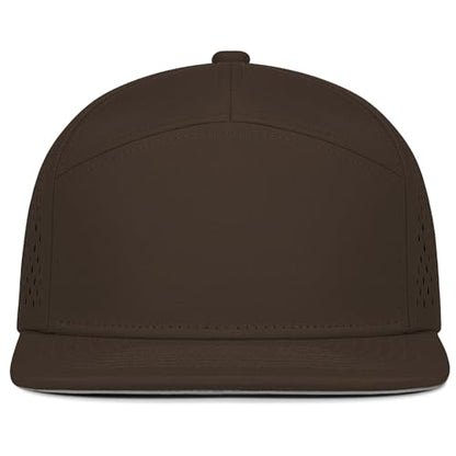 4 Inclusive Sizes Flat Bill Performance Trucker Hat Men Women, 7 Panel Snapback Running - color: 26.brown