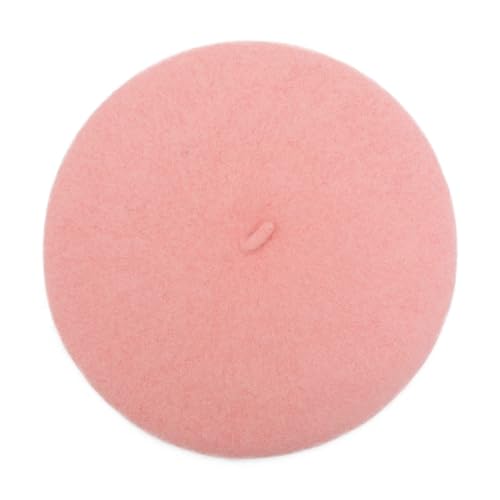 ZLYC Wool French Beret Hat Solid Color Classic Artist Cap for Women - color: Flesh Pink
