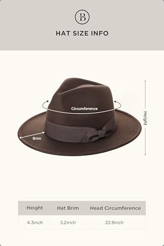 BABEYOND 1920s Fedora Hat for Men Gatsby Wide Brim Hat Felt Panama Cap - color: Coffee