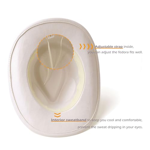 Suede Cowboy Hat for Women & Men Classic Western Hats - color: White
