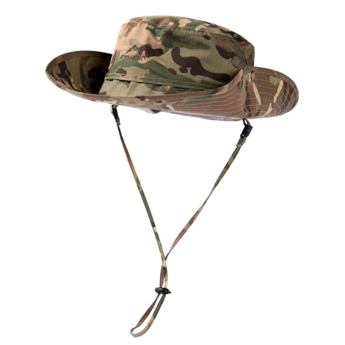 Comhats Waterproof UPF 50+ Wide Brim Sun Hat for Men Big Heads Oversized - color: 00702_camo Army Green, size: Medium-Large