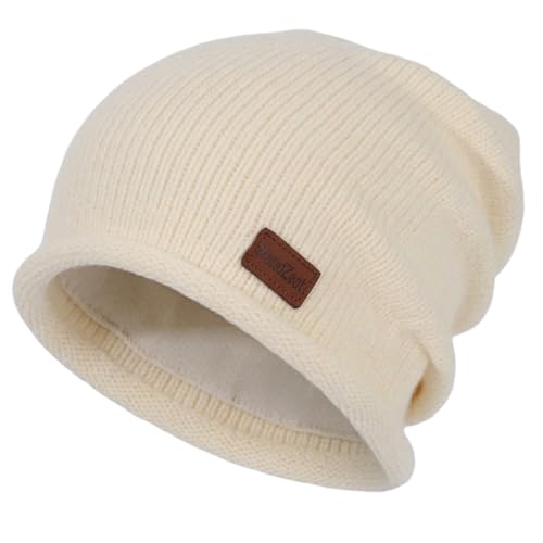 HandZest Unisex Loose Knit Beanie, Lightweight Breathable Spring Fall, Soft Stretchy Daily Outdoor, One Size Fits Most - color: White