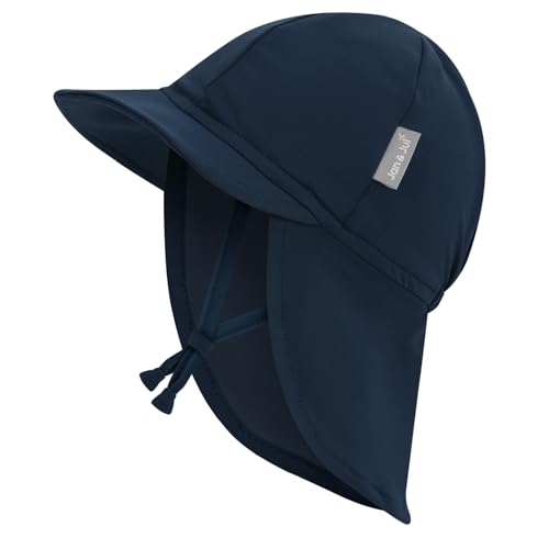 JAN & JUL Baby Sun-Hat with Neck Flap for Swimming - color: Dark Navy, size: 0-3 Months