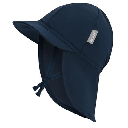 JAN & JUL Baby Sun-Hat with Neck Flap for Swimming - color: Dark Navy, size: 6-24 Months
