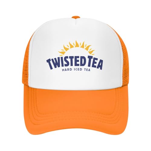 Mens Twisted Trucker Hat Mesh Snapback Adjustable Baseball Cap - color: Orange