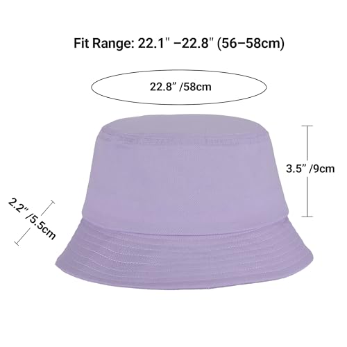 Unisex Cotton Packable Bucket Hat Sun Hat Plain Colors for Men Women - color: Purple