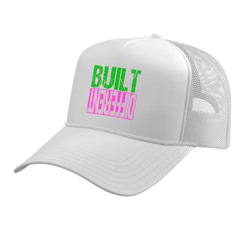 Green and Pink Different Pink and Green Trucker Hat with Adjustable Mesh Back - color: White