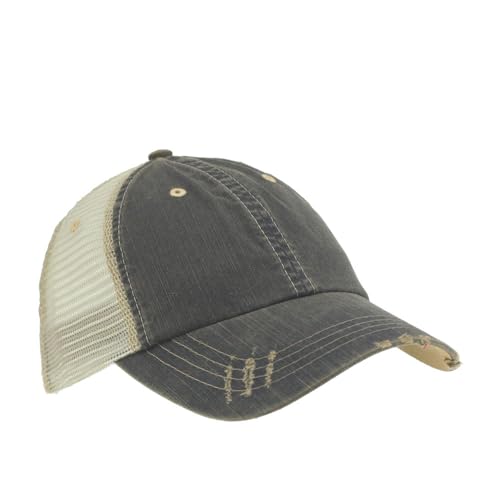 The Vintage Year Distressed Cotton Unstructured Soft Mesh Breathable Adjustable Dirty Wash Dad Hat Trucker Baseball Cap - color: Dirty Wash Black