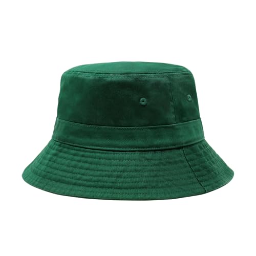 Hot Summer Bucket Hat - Trendy Cotton Sun Hat for Beach, Golf, Fishing - color: Hunter Green