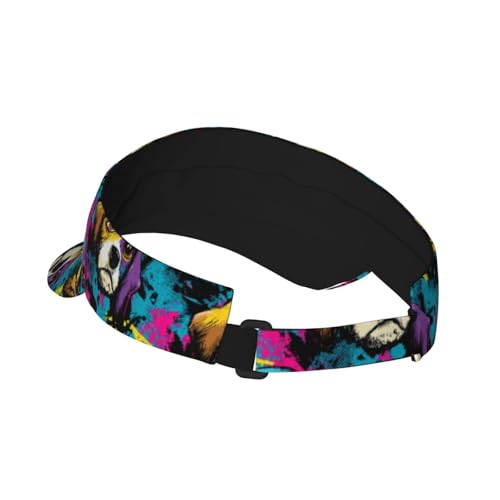 Sports Sun Visor Hat for Men Women, Adjustable Breathable Golf Tennis Cap - color: Graffiti Style Dog