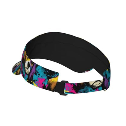 Sports Sun Visor Hat for Men Women, Adjustable Breathable Golf Tennis Cap - color: Graffiti Style Dog