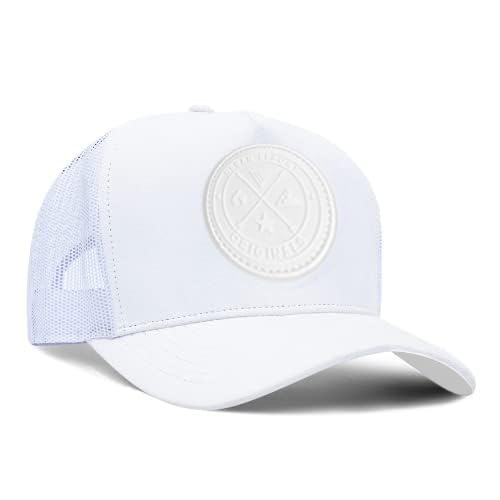 Urban Effort Trucker Hat for Men & Women, Mesh Back Baseball Cap, 5 Panel - color: White/White, style: Mesh Back