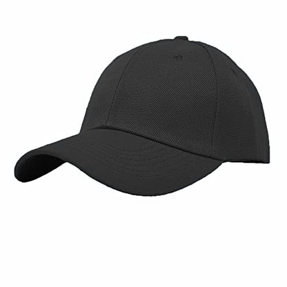 Glory Max Plain Baseball Cap Hook & Loop Strap Adjustable Solid Blank Curved Visor Hat - color: Black