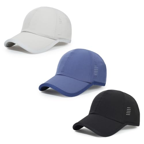 HH HOFNEN Quick Dry Baseball Hat Unstructured Athletic Golf Cap Women Men - color: 3-black+lightgray+navy
